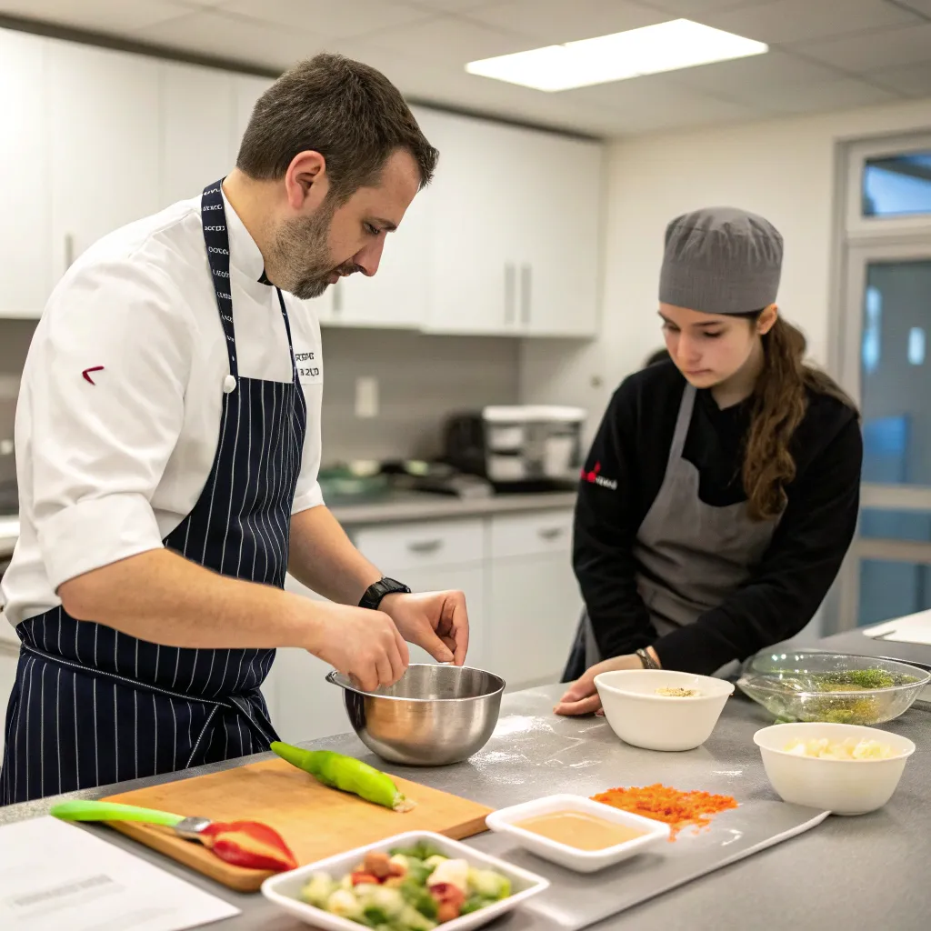 Student learning cooking